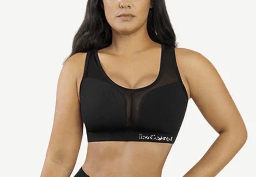 Sports Bra with Vest Bra Design Front Tulle Stitching