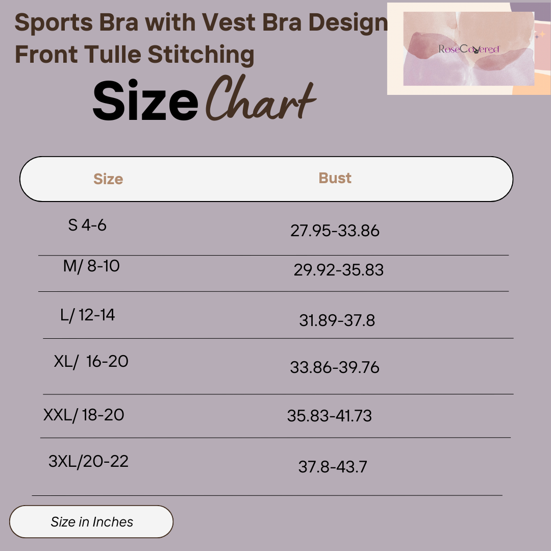 Sports Bra with Vest Bra Design Front Tulle Stitching